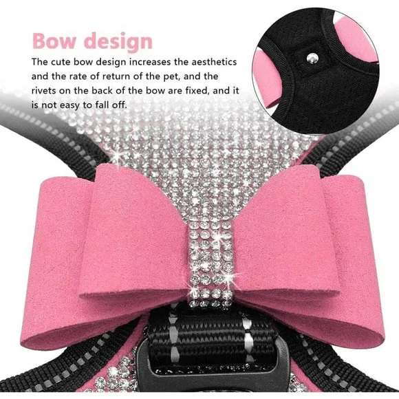 NEW Sparkling Bling Swarovski Crystal Rhinestone Pet Dog Fleece Harness … - Picture 3 of 13
